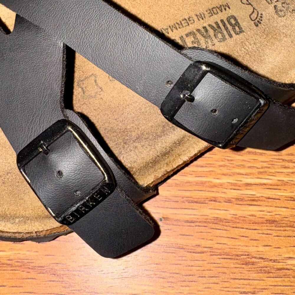 Birkenstock Yao Black Birko-Flor Sandals EU 39 US 8 Asymmetrical Comfort - Picture 5 of 9